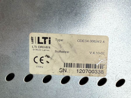 Preview: LTI DRiVES CDE34.006,W2.4 Servoregler Frequenzumrichter CM-DPV1,3.0 120700338 (gebraucht)