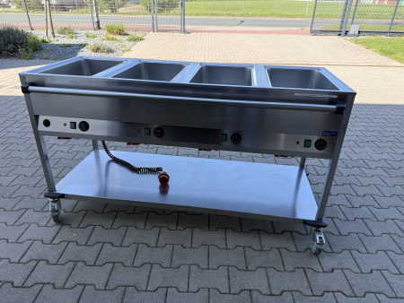 Buffetwagen Speisenausgabewagen Edelstahl 4 Becken 400V fahrbar (gebraucht)