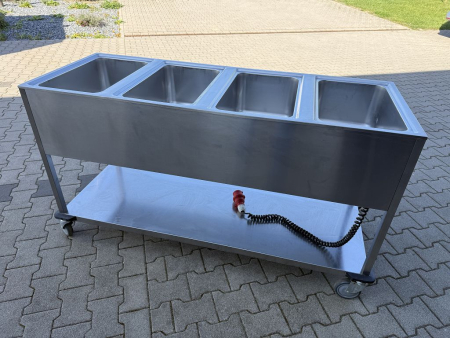 Preview: Buffetwagen Speisenausgabewagen Edelstahl 4 Becken 400V fahrbar (gebraucht)