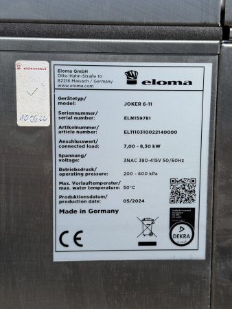 Eloma JOKER 6-11 Kombidämpfer Heißluftdämpfer Set EL1110310022140000 mit Kondensationshaube (gebraucht)