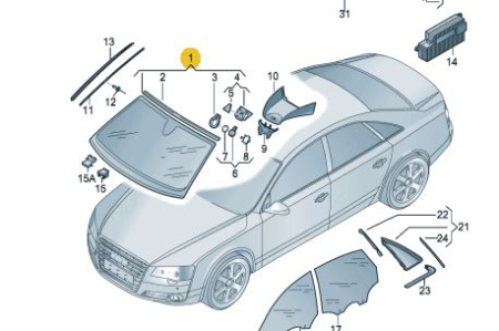 4H6845099C windshield bulletproof glass security vehicle Audi A8 S8 2014-2017 NEW