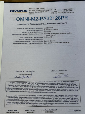 Olympus OmniScan MX2 multi-technology inspection device OMNI2-103134 OMNI-M2-PA32128PR used