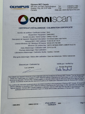 Olympus OmniScan MX2 multi-technology inspection device OMNI2-103134 OMNI-M2-PA32128PR used