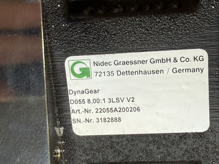 Preview: Nidec Graessner DynaGear Getriebe D055 8,00:1 3LSV V2 Art.-Nr. 22055A200206 (gebraucht)