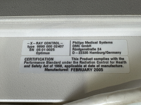 Preview: 9890-000-02407 989000002407  Philips Optimus X-Ray Control