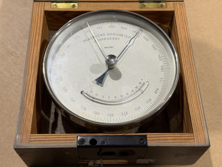 Lambrecht Precision Barometer Compensated Aneroid Barometer No. 41593 with Wooden Case Used