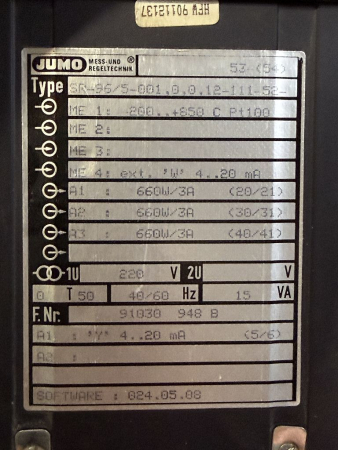 Preview: JUMO SR-96/5-001,0,0,12-111-52- Temperaturregler DICON S 660W/3A gebraucht