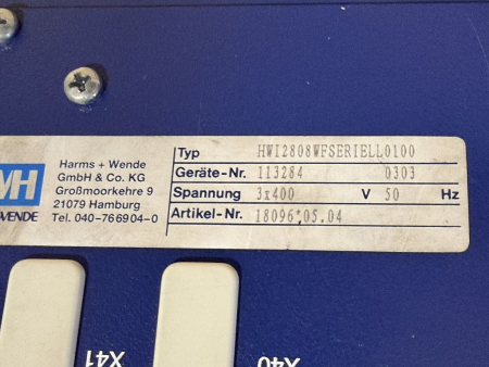 Preview: Harms + Wende HWI2808WFSERIELL0100 Mittelfrequenz System HW2000 Schweißsteuerung gebraucht