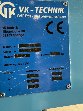 VK-Technik CNC Portalfräsmaschine 6040 Fräsanlage mit Sicherheitsumhausung gebraucht