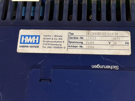 Harms+Wende HW2000 medium frequency system welding controller HWI2808WFSERIAL0100 18096 used
