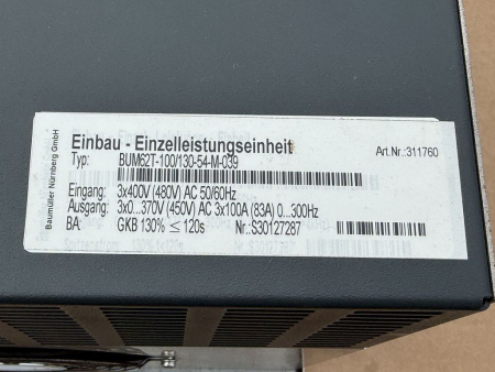 Preview: Baumüller Einbau-Einzelleistungseinheit BUM62T-100/130-54-M-039 BUS6-M gebraucht