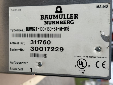 Preview: Baumüller Einbau-Einzelleistungseinheit BUM62T-100/130-54-M-016 311760 BUS6-M gebraucht