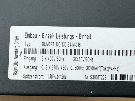 Preview: Baumüller Einbau-Einzelleistungseinheit BUM62T-100/130-54-M-016 311760 BUS6-M gebraucht