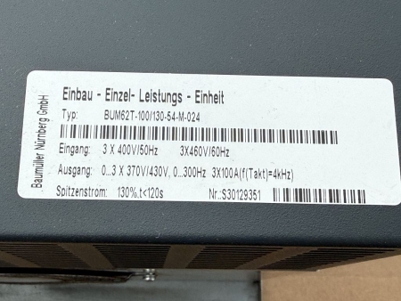 Preview: Baumüller Einbau-Einzelleistungseinheit BUM62T-100/130-54-M-024 311760 BUS6-M gebraucht