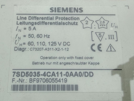 Preview: Siemens Line Differential Protection Leitungsschutzgerät 7SD5035-4CA11-0AA0/DD (gebraucht)