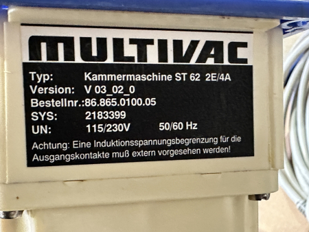 MULTIVAC Kammermaschine ST 62 2E/4A Vakuumverpackungsmaschine A200/15 gebraucht