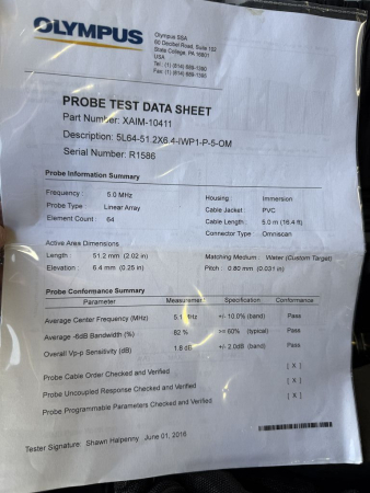Olympus RollerFORM Scanner Phased-Array Sensor RollerFORM-5L64-5M XAIM-10411 gebraucht