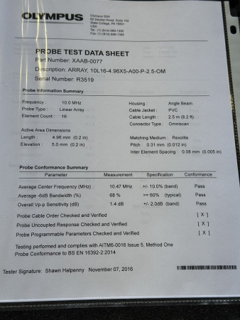 Preview: Olympus Phased Array Probe Ultrasonic Sensor XAAB-0077 10L16 XAAB-0077 used
