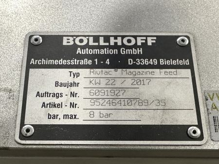Böllhoff RIVTAC® Automation System for Bolt Setting (used, YOM 2017)