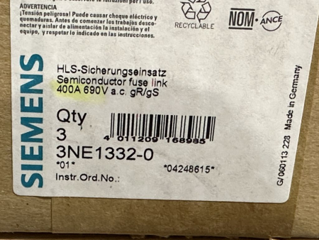 3NE1332-0 original Siemens Sicherungseinsatz Sicherung SITOR 400A NEU