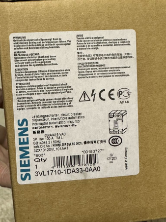Preview: Circuit breaker SIEMENS 3VL1710-1DA33-0AA0 VL 160X VL160X NEW
