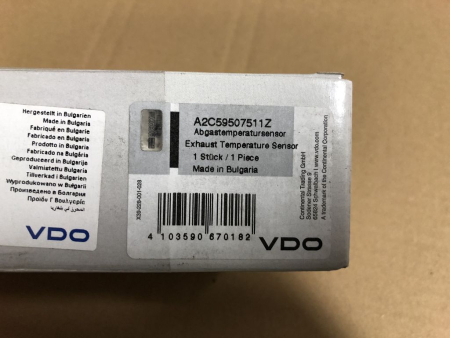 Preview: A2C59507511Z A0019052800 VDO Sensor Abgastemperatur Mercedes GLK 200 220 CDI NEU