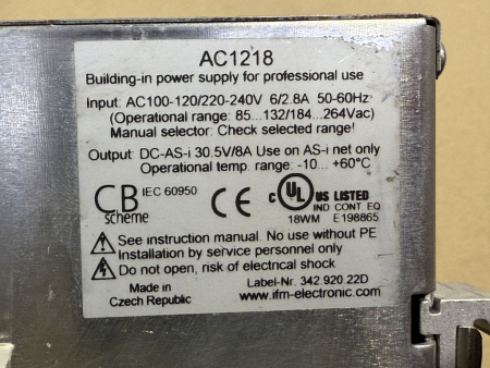 Preview: ifm electronic AC1218 Power Supply 30.5V DC / 8A AS-i Power Supply – used