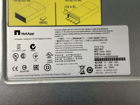 NetApp E-X5680A-QS-R6 DE66000 4U E-X270800A-R6 Storage Enclosure