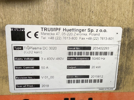Preview: Trumpf Hüttinger TruPlasma DC 3020 G2/2 karc (New)