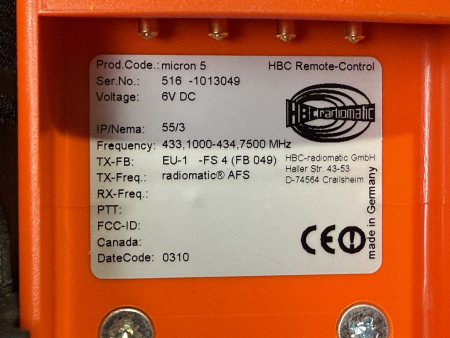 HBC Radiomatic FSE 516 + micron 5 Radio Remote Control System – Item No. 516-1013050 (used)