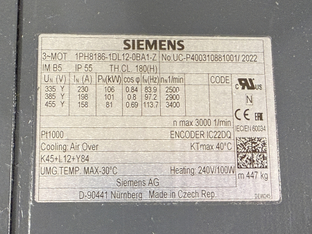 1PH8186-1GL12-0BA1-Z Siemens SIMOTICS M-1PH8 Asynchronmotor NEU