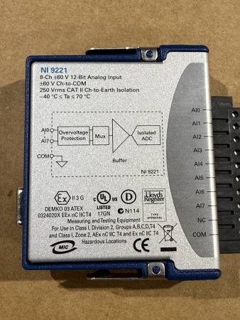 National Instruments NI 9221 – 8-Channel ±60 V Analog Input Module (used)