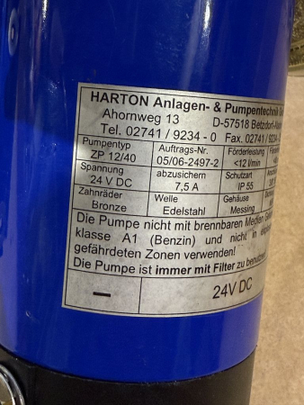 Preview: HARTON ZP 12/40 Zahnradpumpe Förderpumpe 24V DC (gebraucht)