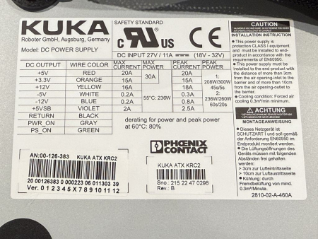 Preview: KUKA ATX PC Netzteil 0000126383 00-126-383 DC Power Supply KRC2 (neu)