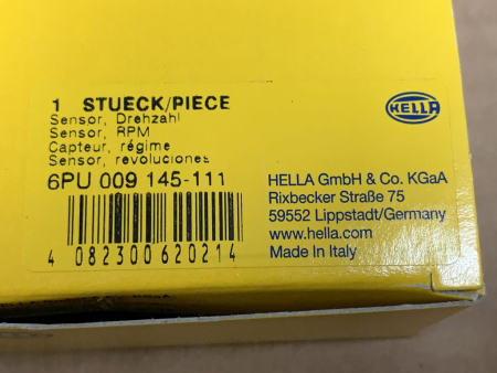 6PU009145111 original Hella Drehzahlsensor Automatikgetriebe für Volvo 850 NEU