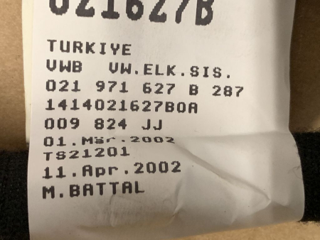 Preview: 021971627B Engine wiring harness Jetta 2.8 6-cyl. VR6 AFP USA NEW