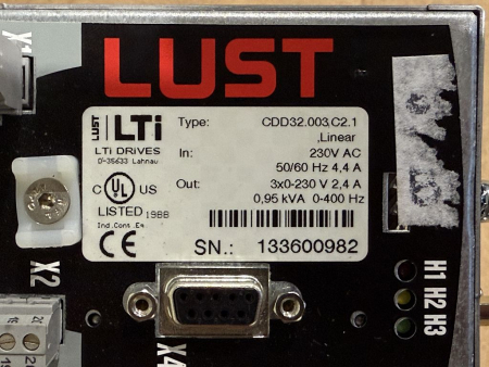 LUST / LTi Drives CDD32.003.C2.1 Linear Servo Drive – incl. CM-CAN1 module – used