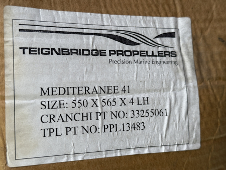 Teignbridge 550 L 565 AQUAFOIL Schiffsschraube (neuwertig, Linkslauf, Cranchi Mediteranee 41)