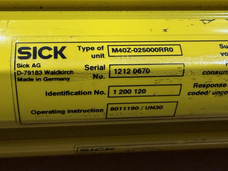 Preview: SICK M4000 Sicherheitslichtvorhang Sender PSD01-1501 Empfänger M40Z-025000RR0 gebraucht