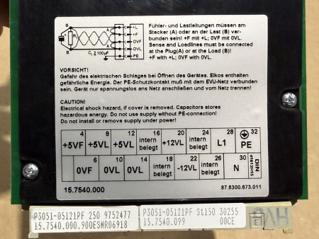 Preview: MGV Stromversorgungen P3051-05121 Netzteil Power Supply Modul 5V / 12V / −12V (gebraucht)