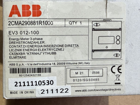 Preview: ABB EV3 012-100 Energy Meter 3-Phase 2CMA290881R1000 new
