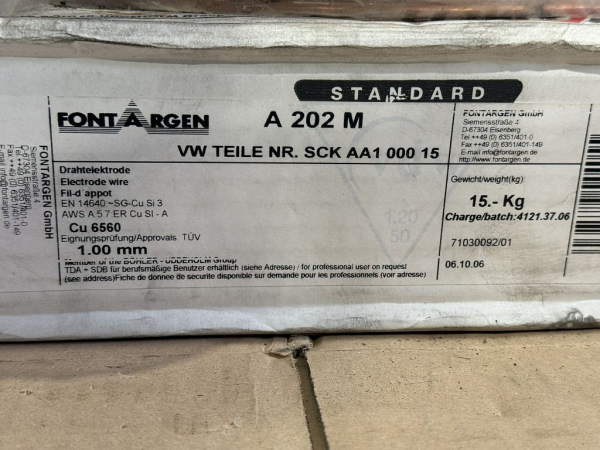 FONTARGEN A 202 M Drahtelektrode Schweißdraht SCK AA1 000 15 CuSi3 1.00 mm 15kg (unbenutzt)