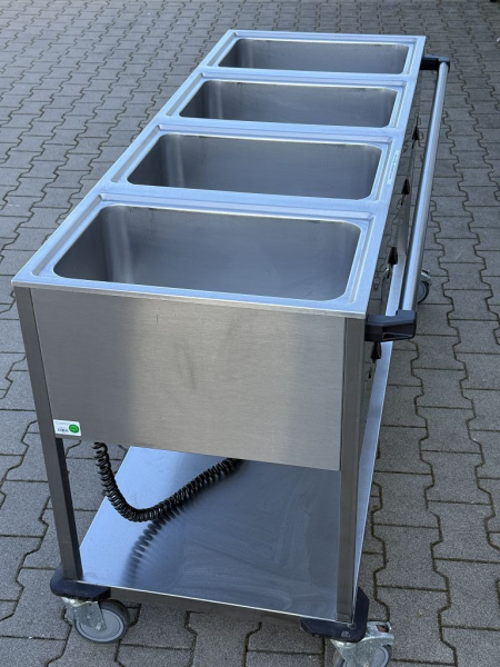 Buffetwagen Speisenausgabewagen Edelstahl 4 Becken 400V fahrbar (gebraucht)