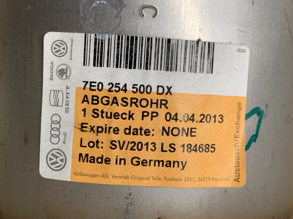 7E0254500DX Original VW exhaust pipe with catalyst transporter T5 NEW