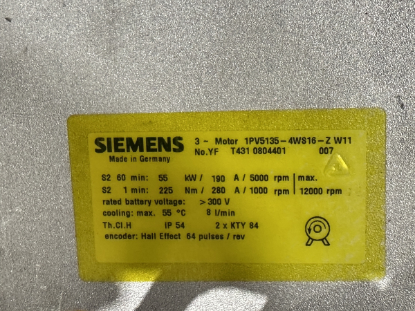Siemens 1PV5135-4WS16-ZW11 55kW 225Nm electric motor water-cooled NEW