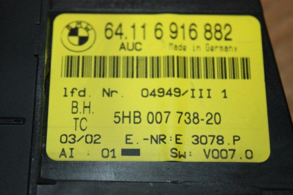 Klima-Bedienteil Klima-Steuerung Klima-Steuergerät E46 BMW 6916882 64-11-6-916-882
