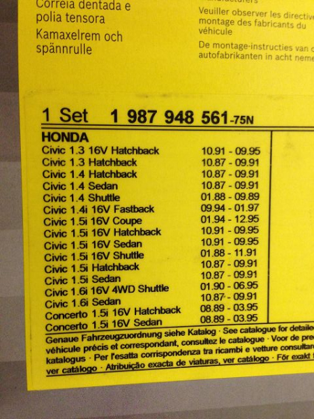 Timing Belt Kit Bosch 1987948561 1-987-948-561 HONDA CIVIC