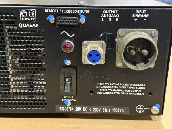 Dowty Quasar 1000 Stromwandler DC-AC Power Converter 93000784 24V → 230V 50Hz 1000VA (gebraucht)