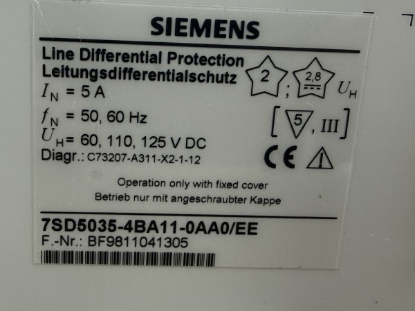 Siemens Line Differential Protection 7SD5035-4BA11-0AA0/EE Schutzgerät gebraucht