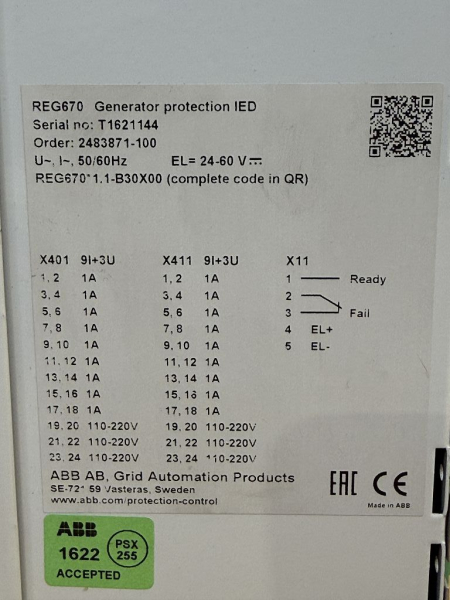 ABB REG670 Generator Protection IED Schutzgerät 1MRK004826-BA REG670 (gebraucht)